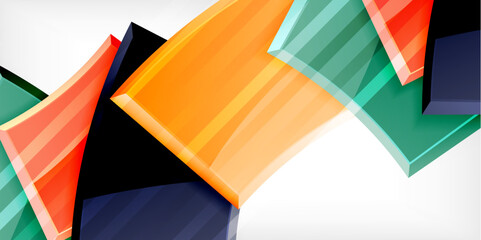 Round 3d shapes, plates background. Creative composition design template