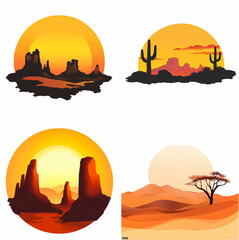 Desert cactus sunset silhouette flower Landscape island coastal scenery sand warm sunset