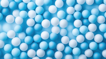 A seamless spread of light blue and white ping pong balls, tightly arranged to fill the entire frame with their smooth, minimalistic texture.