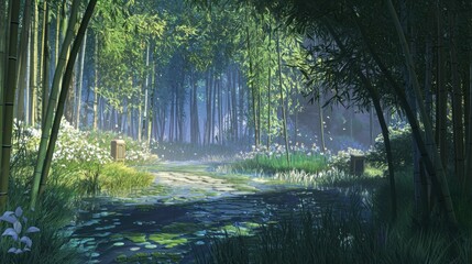 Obraz premium Bamboo Forest in Morning Light