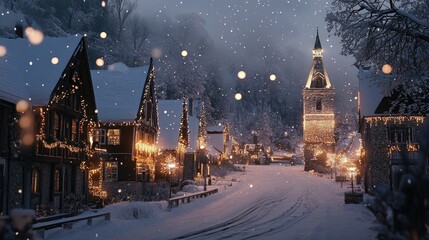 Fototapeta premium Charming historic village during festive winter celebrations