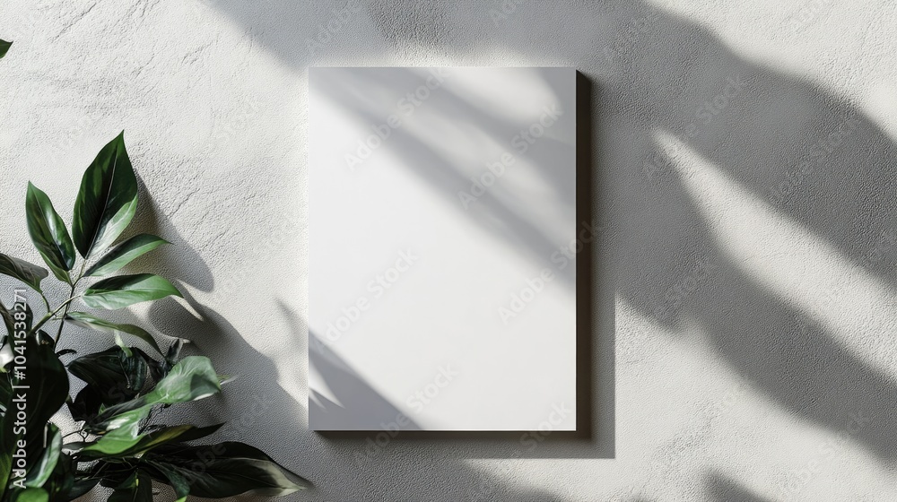 Poster blank vertical poster mockup with subtle shadow on a soft grey textured backdrop captured from a fla