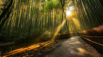 Naklejka premium Bamboo Forest in Morning Light