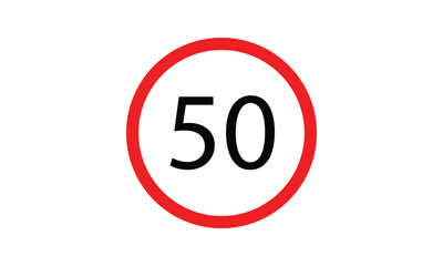 Speed limit, driving speed limit fifty 50 sign. traffic signs