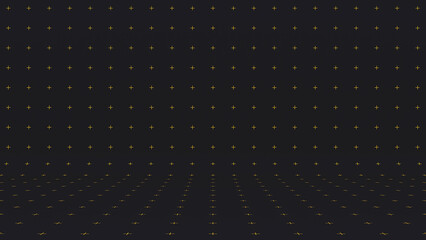 Empty room like a stage background with dark gray color and yellow plus signs. Ideal for...
