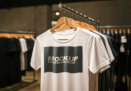 Realistic T-Shirt Mockup in a Store with Generative AI