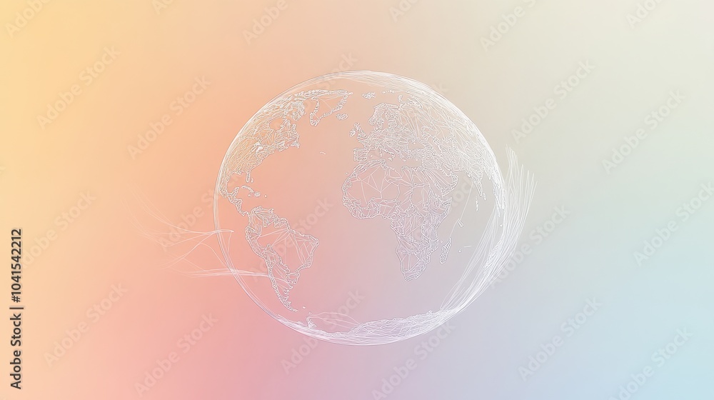 Poster the outline of a globe highlights international travel and connectivity, set against a soft gradient