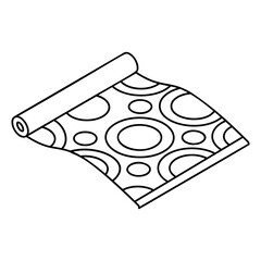 Folded Dotted Print Fabric Roll isometric outline concept, Unstitched Cotton vector icon, custom tailoring symbol, Made-to-measure clothing sign,Sewist materials stock illustration