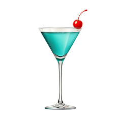 Refreshing blue cocktail with cherry garnish