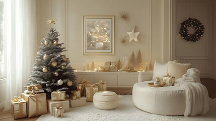 Elegant Christmas Decor with Gold Accents and Cozy Details