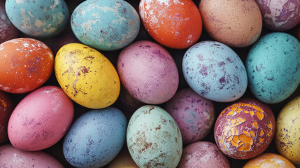 Chocolate Easter eggs, colorful background