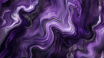 Fototapeta premium High-resolution image of marble ink abstract art in deep purple and silver shades. The intricate marbling flows over a rough-textured canvas, adding depth to the design.