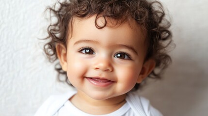 Naklejka premium Happy Latino child on a white background portrait of a baby