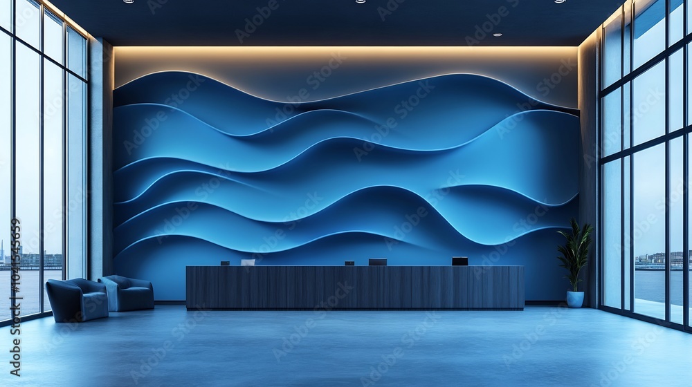 Poster cool cyan tech wall featuring bold layered wave patterns and subtle shimmer perfect for adding a ref