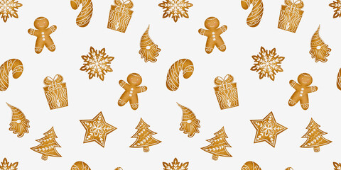 Fototapeta premium Seamless pattern with Christmas gingerbread