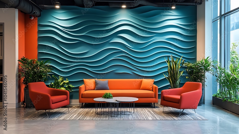 Poster cool cyan tech wall featuring bold layered wave patterns and subtle shimmer perfect for adding a ref