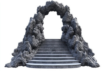 A stone archway with steps leading up to it