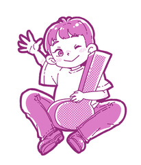 音符と男の子のイラスト