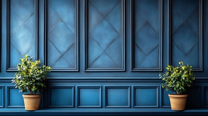 Cool slate blue panelled wall background with faint geometric patterns creating a calm and modern atmosphere ideal for offices or sleek residential interiors