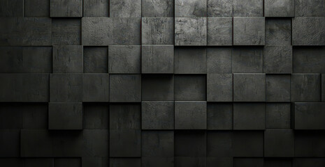 A black and white photo of a wall made of gray blocks