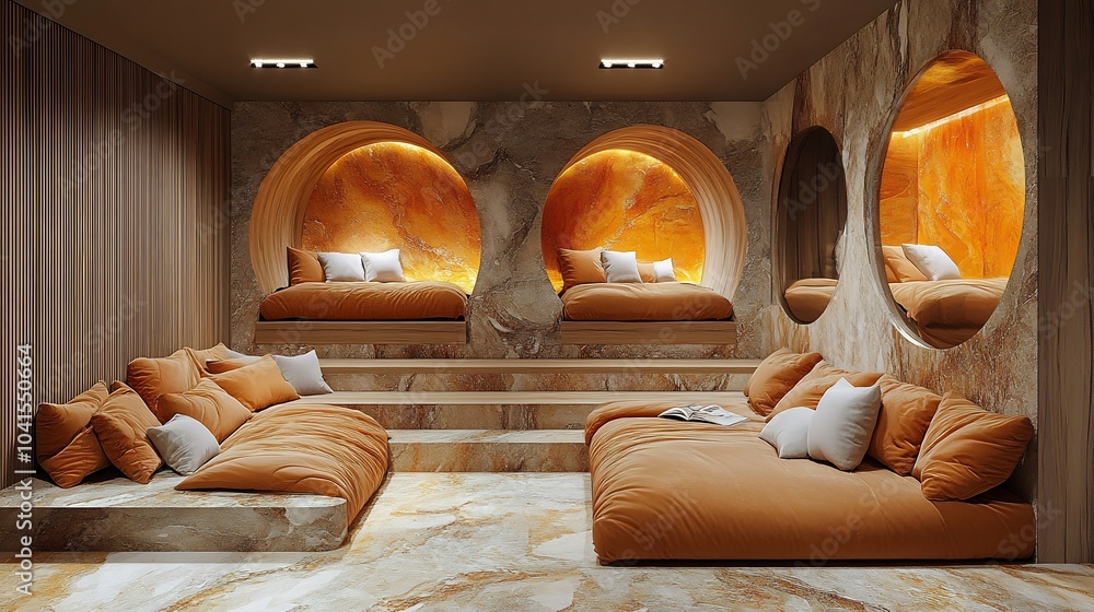 Poster cozy reading nook designed with a captivating background of a wooden panel complemented by an intric