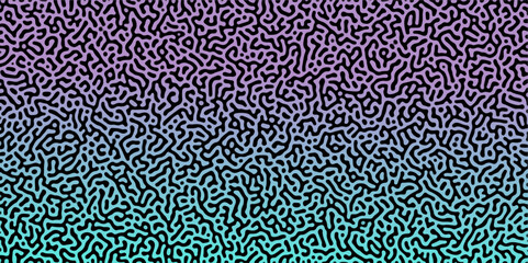 Abstract Reaction-diffusion Turing pattern natural texture blue and purple gradient color scheme. Linear design with biological algorithm psychedelic background. Reaction-diffusion or truing patter