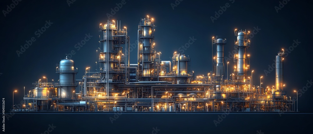 Aufkleber indepth vector illustration of a gas plant featuring a detailed refinery layout with two layers, hig