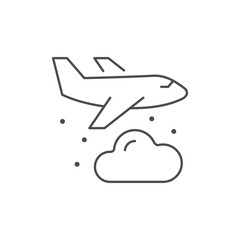 Flying plane line outline icon