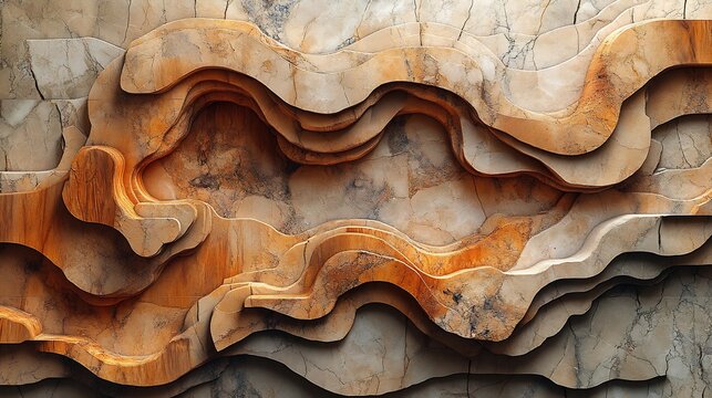 Creative wall texture that harmonizes the warm tones of wooden panels with the cool elegance of marble creating an inviting yet sophisticated backdrop for any interior