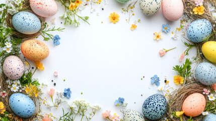 Easter frame with colorful eggs.