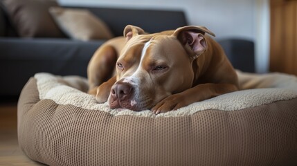 American Pitbull Terrier Relaxing at Home
