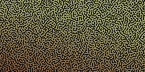 Abstract Reaction-diffusion Turing pattern natural texture golden gradient color scheme. Linear design with biological algorithm psychedelic background. Reaction-diffusion or truing patter