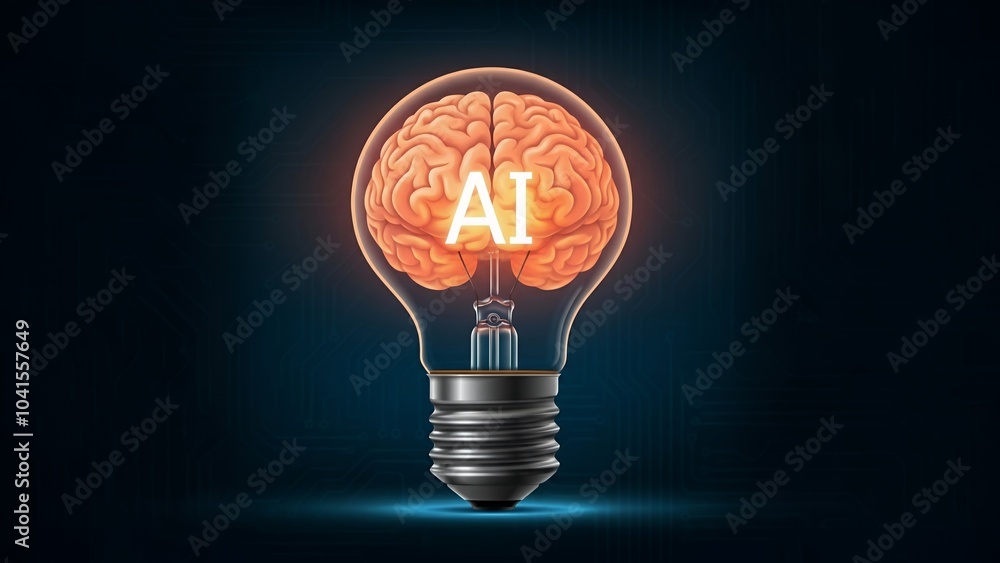 Aufkleber a lightbulb with a brain inside and 