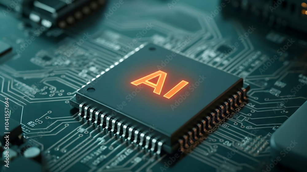 Poster microchip with glowing 