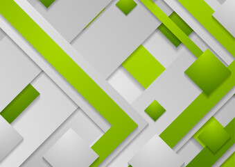 Naklejka premium Green grey geometric stripes and squares abstract modern tech background. Concept vector design