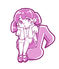 音符と女の子のイラスト