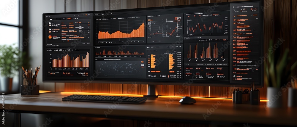 Aufkleber 3d rendering of a financial analysis dashboard with interactive charts and graphs, modern and profes