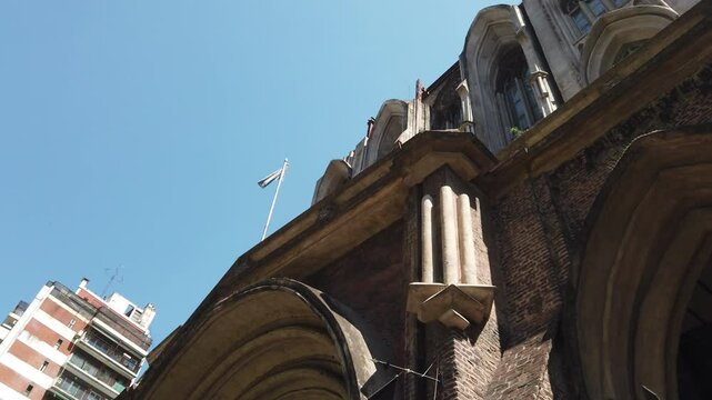 Neo-Gothic building Rise from Buenos Aires at Daybreak Argentine University Low Angle view