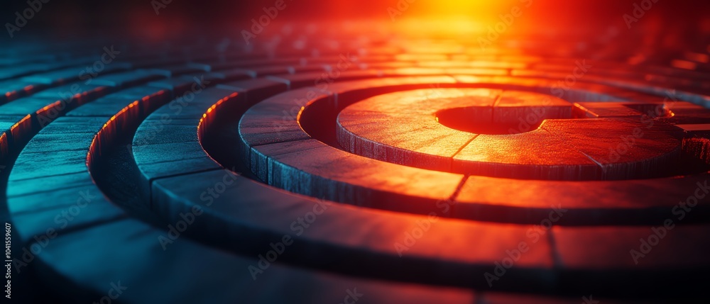 Poster 3d rendering of a target concept for 2025, featuring arrows and business goal symbols, contemporary 
