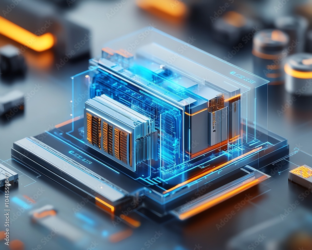 Poster 3D rendering of digital document management system, virtual interface with files in the background, modern and efficient design, futuristic tech visuals