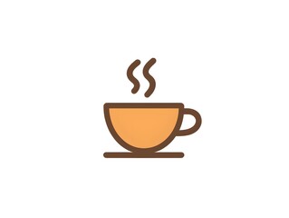 Obraz premium Simple Bold Icon of a Coffee Cup with Steam Isolated on White Background