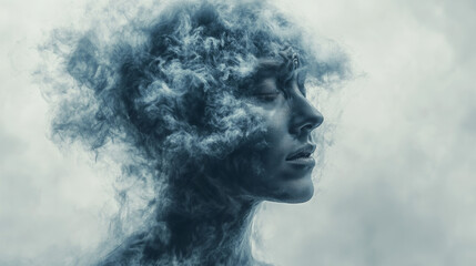 Man with Steaming Head Sketch PNG Illustration - Abstract Artwork of a Person with Steam Coming Out of His Head