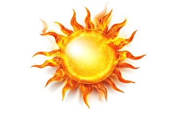 Naklejka premium Vibrant Sun Icon Symbolizing Positive Energy on White Background