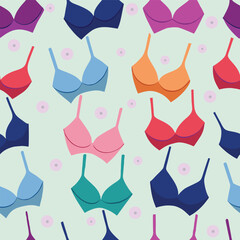 bra seamless pattern popular bright color smooth and flat style