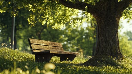 Naklejka premium Bench Under a Tree