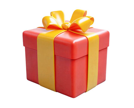 3d cartoon icon gift box isolated over transparent background, PNG cut-out