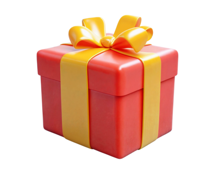 3d cartoon icon gift box isolated over transparent background, PNG cut-out