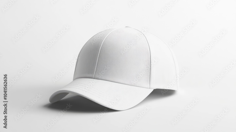 Poster white baseball cap mockup displayed on a plain white background for versatile design presentation