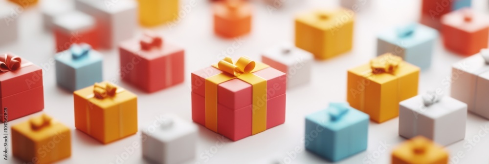 Aufkleber colorful small gift boxes of various sizes are artfully arranged, brightening the space and adding a