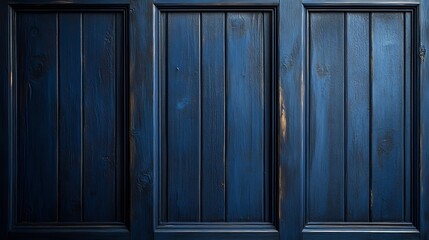 Deep navy blue panelled wall background with wide horizontal panels and subtle gloss perfect for creating a bold and modern statement in contemporary or nauticalthemed spaces